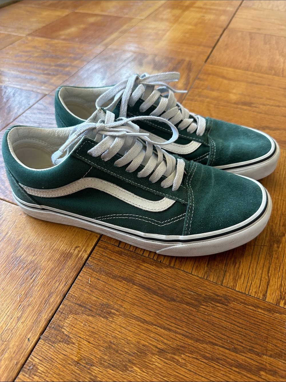 Vans Old Skool Green and White Canvas Sneakers